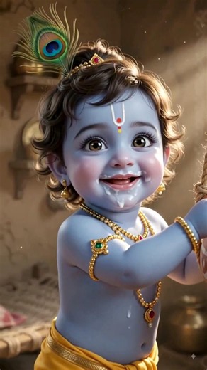 Little Krishna's Cute Mischief | Baby Krishna 3D AI Video 🦚✨