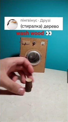 Can a Cardboard Washing Machine Wash WOOD? 😂 #youtubeshorts #experiment #handmade