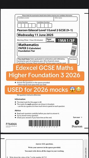 Edexcel GCSE Maths Foundation Paper 3 Overview