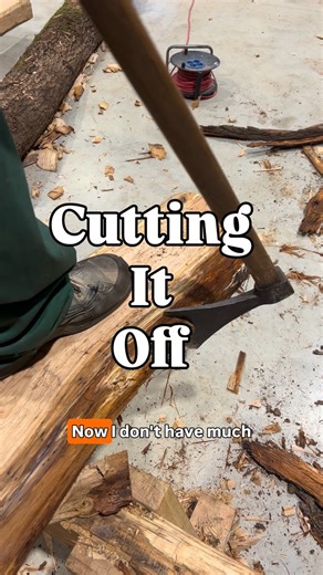 Mike | Carpentry and Craft on Instagram: "Hewing techniques. This technique can be used not only for small bits off wood, but also larger tree sized ones! The usual process means making a series of notches. Sometimes you don’t have much to take off so you can make a series of oblique cuts paying attention to the grain which means that it’s easy to take the material off. As always make sure that your feet and anything you don’t want to cut is well behind the line, use appropriate force depending 