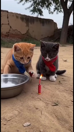 Happy Kitten Enjoys Firecrackers