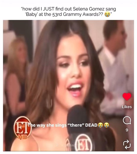 Selena Gomez singing Baby by Justin Bieber at the Grammys #selenagomez #justinbieber #shorts #jelena