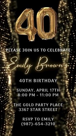 40th Birthday Party Video Invitation | 40th Birthday Invitation Ideas