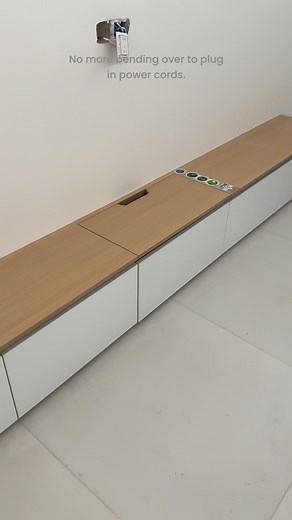 1.1M views · 2.6K reactions | No more bending over to plug in power cords. Check this TV cabinet idea! #ConstructionSite | Tiffany Design Studio | Facebook