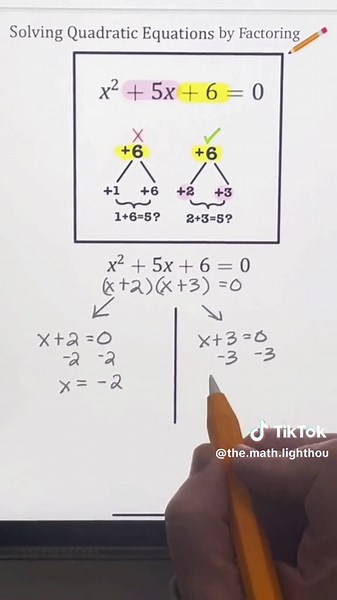 Quadratic Equations #math #maths #mathematics #tutorials #algebra #student #highschool #middleschool #prep #themathlighthouse #quadratics #edutok #fyp