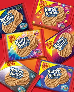 Travel back in time for NUTTER BUTTER Cookie's 50th birthday! Collect all 6 limited-edition throwback designs, available while supplies last. Buy NUTTER BUTTER today: https://bit.ly/2T7EvSo | Nutter Butter