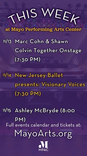 🎶✨ This Week at MPAC: THREE incredible nights you won't want to miss! ✨🎭 Whether you're longing for acoustic soul, contemporary ballet, or power-country anthems — it's all here in Morristown. Grab your crew, pick your night (or make it a triple), and let MPAC bring the magic. 🎤 Marc Cohn & Shawn Colvin: Together Onstage 📅 Date: Thu, Nov 13 • 🕢 Time: 7:30 PM • 🎟️ Tickets: $47–$89 A soulful duet night packed with storytelling and timeless hits. 🩰 New Jersey Ballet presents: Visionary Voices