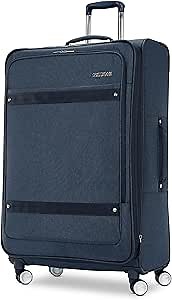 American Tourister Whim Softside Expandable Luggage with Spinner Wheels, Large Spinner, Navy Blue