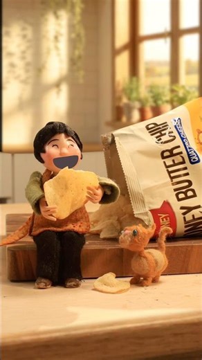 Tiny Grandma enjoys Honey Butter Chips with her cat Sunny the Third. She can eat the whole bag.