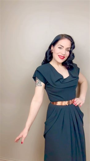 How to finish your outfit off right! Our gorgeous Swagger Jackets are back. @dimitra.sin showing them some love. Authentic Vintage styling just look at those giant cuffs. She even has crescent moon pockets for added elegance. Your pinup look will be complete. #pinupstyle #pinupgirl #vintage # | Vivien of Holloway