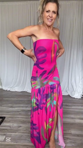 Women Tube Top Tiger Stripe Maxi Dress #TigerPrint #StraplessDress