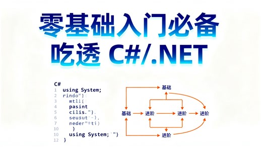 零基础也能靠这套吃透 C#/.NET，从入门到精通全搞定！系统讲解语法基础、面向对象思想、常用框架与实战技巧，让你轻松胜任企业级开发