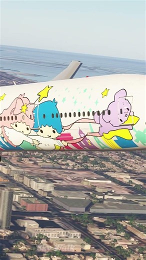 EVA Air Boeing 777 "Hello Kitty Shining Star": Approaching near the Burj Khalifa