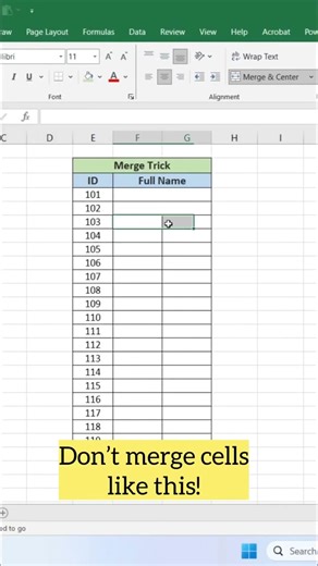 Merge Cells Instantly in Excel ⚡ (Alt + H + M + A Shortcut)