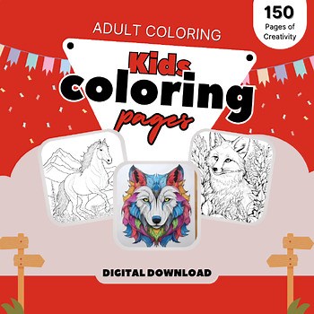 Animal Kingdom: 150 Coloring Pages for Kids and Adults