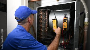 HVAC Technician Using a Refrigerant Leak Detector