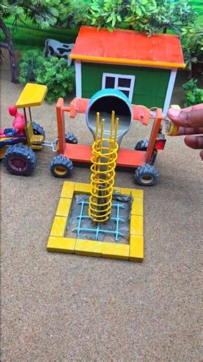 🚜 DIY Real Working Mini Tractor Pillar Making Machine with Bricks | Amazing Diy Construction #shorts