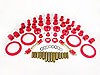 Prothane 1-2010: Total Kit Red Incl. C-Arm Front/Spring And Shackle Rear/Strut Arm/Sway Bar Bushings/Sway Bar Ends Links/Coil Isolators - JEGS