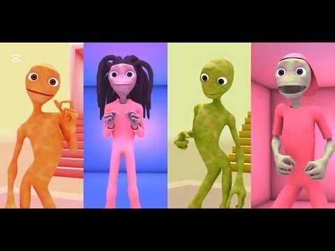 Alien Dance Party – Colorful Characters on Stairs 👽🎶