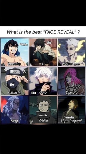 Best Face Revel in Anime #anime #demonslayer #inosuke #gojo #naruto #trending #onepiece #views #eren