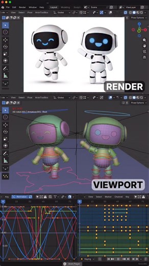 Graphics & Tools for Creators on Instagram: "When animating characters, we always work with bones and carefully prep every model before animating in Blender. #behindthescenes #motion #animation #rigging #blender #design #render"