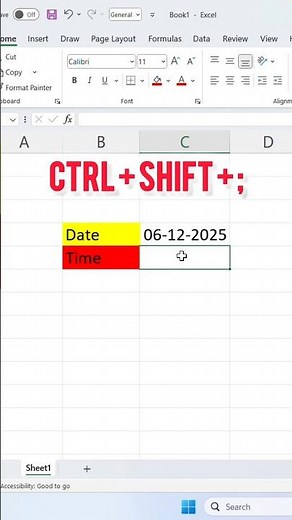 "Excel Shortcut: Date & Time Instantly Insert! ⏰✨ | 2 Sec Trick"