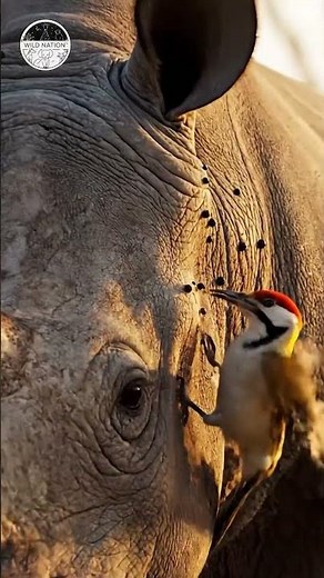 🦏 Oxpecker Removes 100+ Ticks From Rhino's Face! 😱🐦 (Incredible Symbiosis) #animals #wildlife