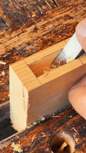 manual way to drill holes in wood using a chisel #shortvideo #fyp