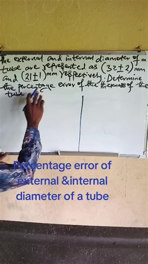 Check out this quick calculation of the percentage error in the thickness of a tube, based on its outer and inner diameter measurements.