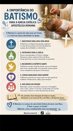 Os 7 Sacramentos da Igreja Católica - 1º Batismo #sacramento #batismo #Deus #Jesus #orar
