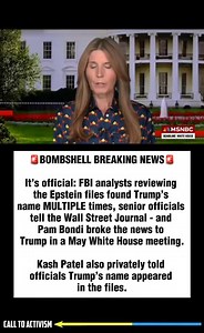 81K views · 4.1K reactions | BOMBSHELL BREAKING NEWS It’s official: FBI analysts reviewing the Epstein files found Trump’s name MULTIPLE times, senior officials tell the Wall Street Journal - and Pam Bondi broke the news to Trump in a May White House meeting. Kash Patel also privately told officials Trump’s name appeared in the files. #trumpisguilty #sharethis #lockhimup #project2025 #stoptrump #nevertrump #politicalmemes | CALL TO ACTIVISM | Facebook