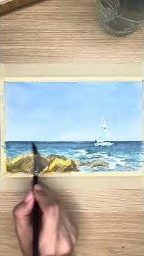 Seascape Tutorial Watercolor. Speed Painting