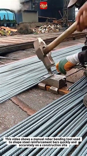 Manual Rebar Bending Tool in Action | Fast Steel Rod Forming Process