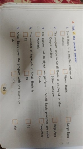 A. Tick the correct answer. Small Basic is a smaller version o... | Filo