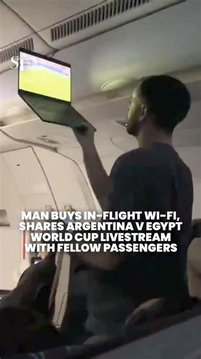 Football fan buys airline wifi to livestream Argentina v Egypt World Cup match for fellow passengers