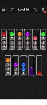 Ball sort color water puzzle level 50