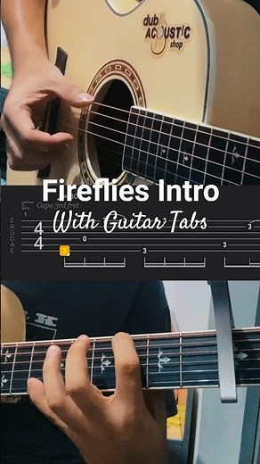 [With Guitar Tabs] Fireflies Intro Guitar Tutorial #guitar #fingerstyle