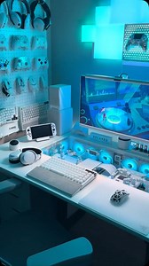 Worldgamingsetup on Instagram: "“The Ultimate Hidden PC Setup! 🔥🎮 A next-level gaming desk with a built-in PC 💻. Custom keyboard & floating display ✨ for a clean aesthetic. Includes a Nintendo Switch, PSP, and premium headphones 🎧. By PGS TikTok Would you game here? 🤩 #PC #Gaming #design"