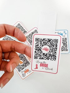 Personalized Bachelorette Party QR Code Stickers: Buy the Bride a Drink - Etsy