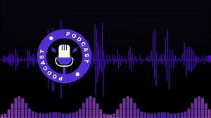 A purple microphone with a wave sound
