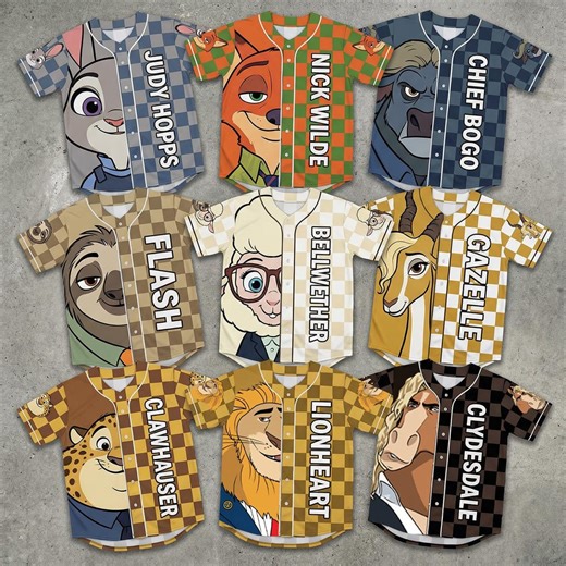 Custom Disney Zootopia Baseball Jersey Name, Judy Hopps Nick Wilde Birthday Shirt, Zootopia Squad Outfit Family Matching Gift, Y2K Jersey