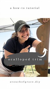 ✨DIY SCALLOPED TRIM✨ Making this pattern is honestly very simple & comes out a beaut every time! You’ll need: •Wood board •A circle object (a cup, tubberware lid, etc) •Jigsaw •Writing utensil •Sander •Tape Measure My quick steps ⬇️ ✨Measure the distance of how far you want the pattern to go into the wood (my circles are 3 1/4 inches into the wood) ✨Measure the midpoint of the board ✨Center your circle on the midpoint with the circle’s edge barely touching the board’s edge ✨Trace the circle, sto