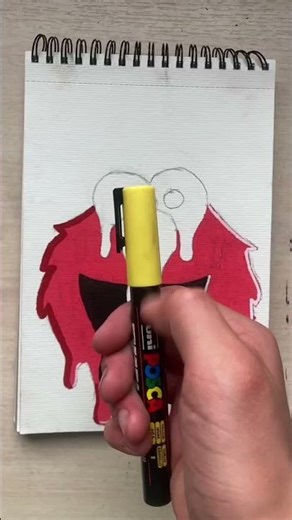Drawing Elmo from the Sesame Street with Posca markers! Drip effect! #drawing #sesamestreet #drip