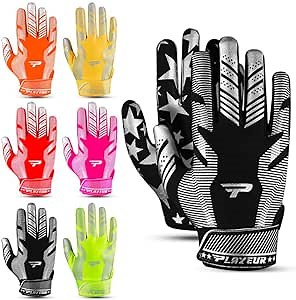 Sticky Receiver Adult and Kids Football Gloves - Stretch Fit, Durable Grip | Youth Football Gloves for Boys 8-12 in Vibrant Colors