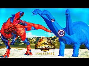 (🦖 Jurassic World Evolution 2 🦕)Captain Apatosaurus vs SpiderMan Allosaurus Dinosaurs Fight