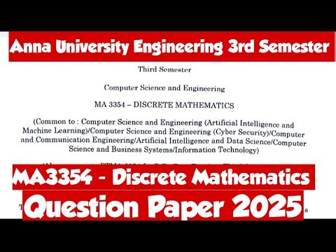 MA3354|Semester examination question paper with answer key|Discrete Mathematics question paper|2025|