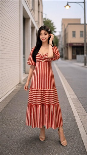❤️ Red Stripe Dress with Heels & Watch | Chic Summer Outfit ✨ #Shorts