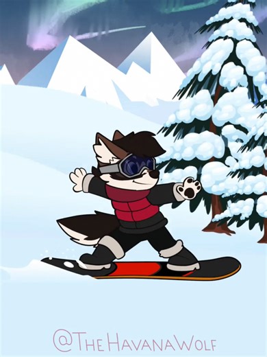 Husky Snowboarding Animation Commission