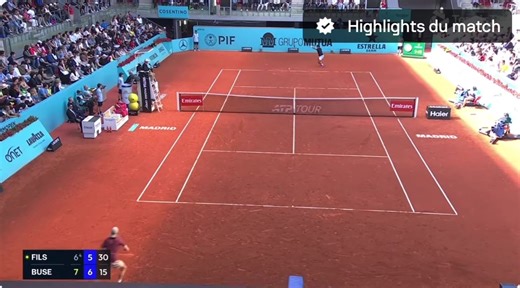 Arthur Fils vs Buse 2-1 – Résumé match tennis captivant