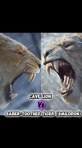 Cave Lion vs Saber-Toothed Tiger (Smilodon) #funny #knowledge #facts #wildlife